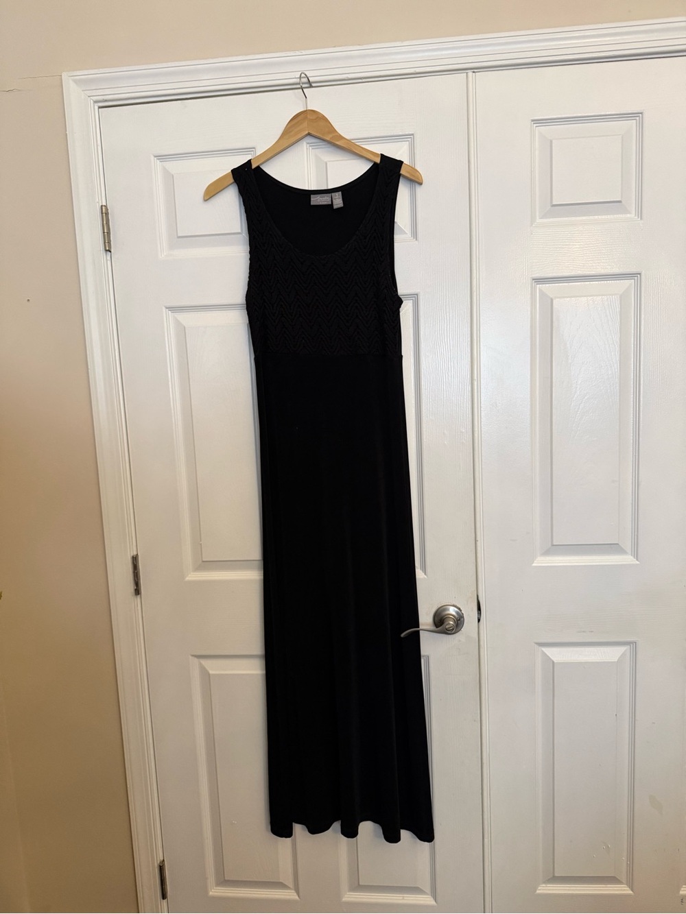 Chico's Black Sleeveless Maxi Dress with Textured Bodice